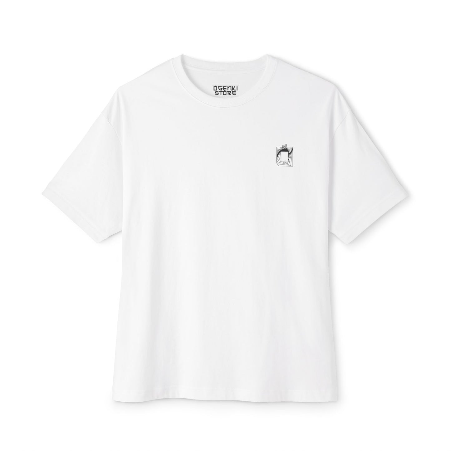 Ogenki THE RETR0 – White Oni Mask Graphic Tee | Japanese Folklore-Inspired Pixel Art T-Shirt | Streetwear Fit & Mental Health Symbolism